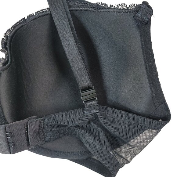 Victoria's Secret Lace Overlay Lined Demi Bra Black 32DD Adj Trim Mesh Underwire - Picture 6 of 11